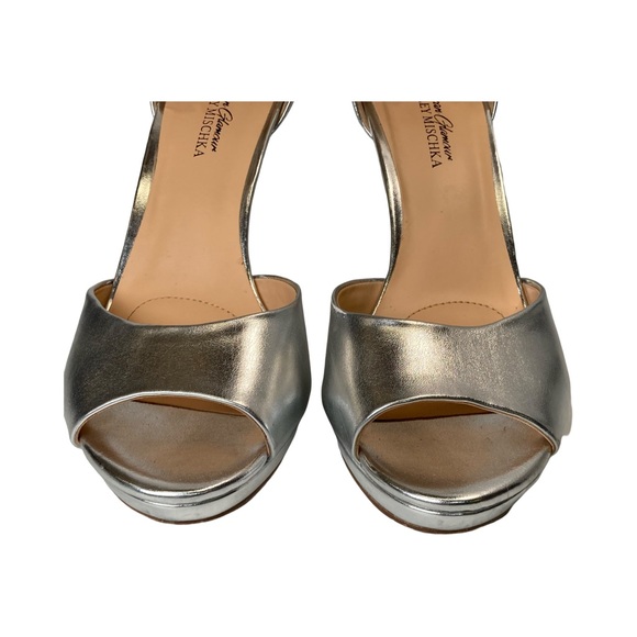 Badgley Mischka American Glamour Heels Silver Rhinestone Ankle Strap Size 9 - Picture 6 of 16